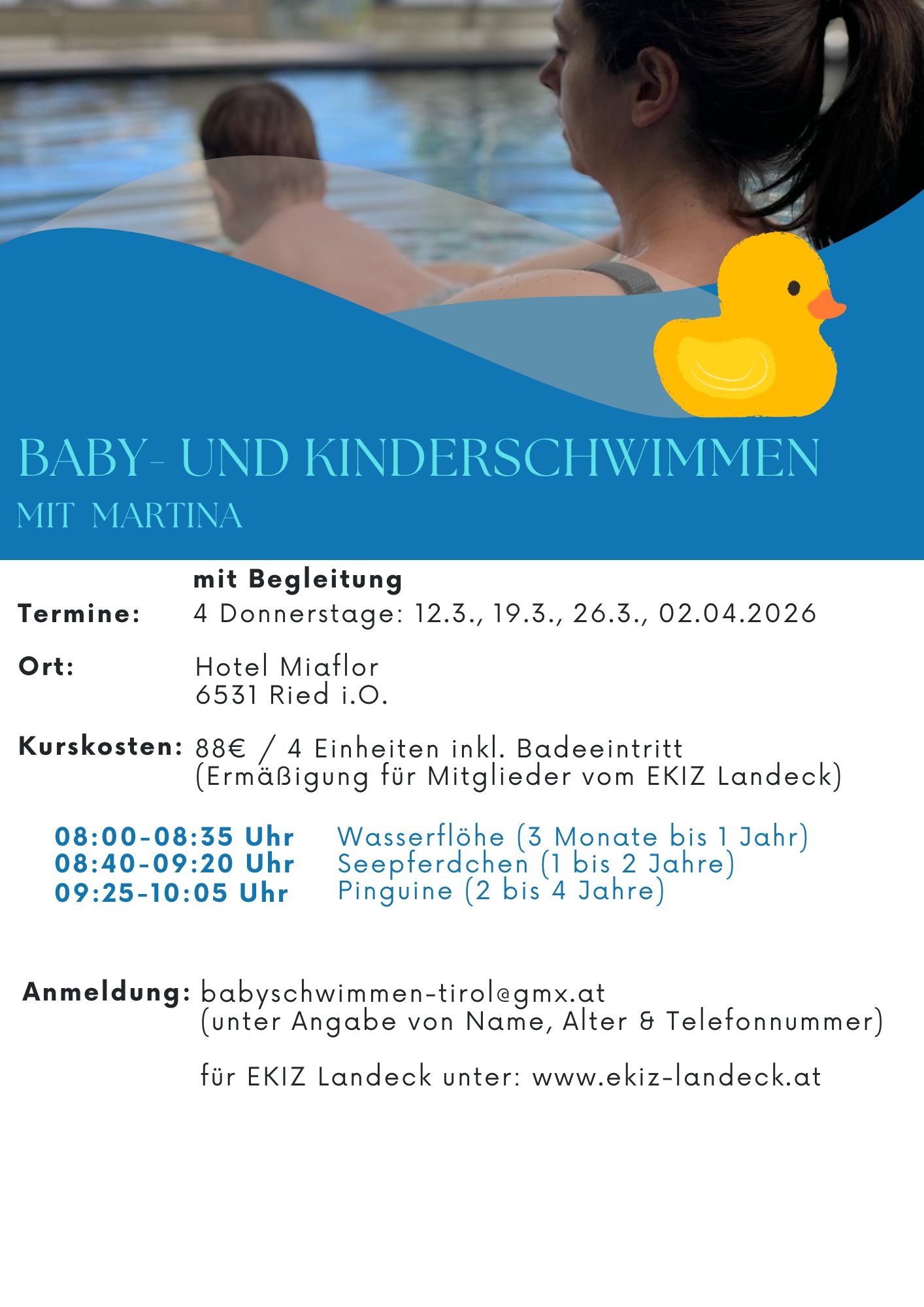 Baby und Kleinkinderschwimmen Pinguine im März 2026