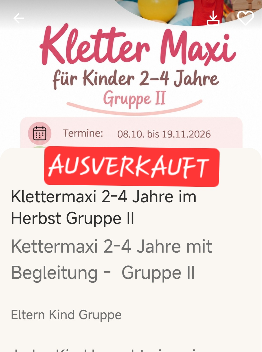 Klettermaxi 2-4 Jahre im Herbst Gruppe II