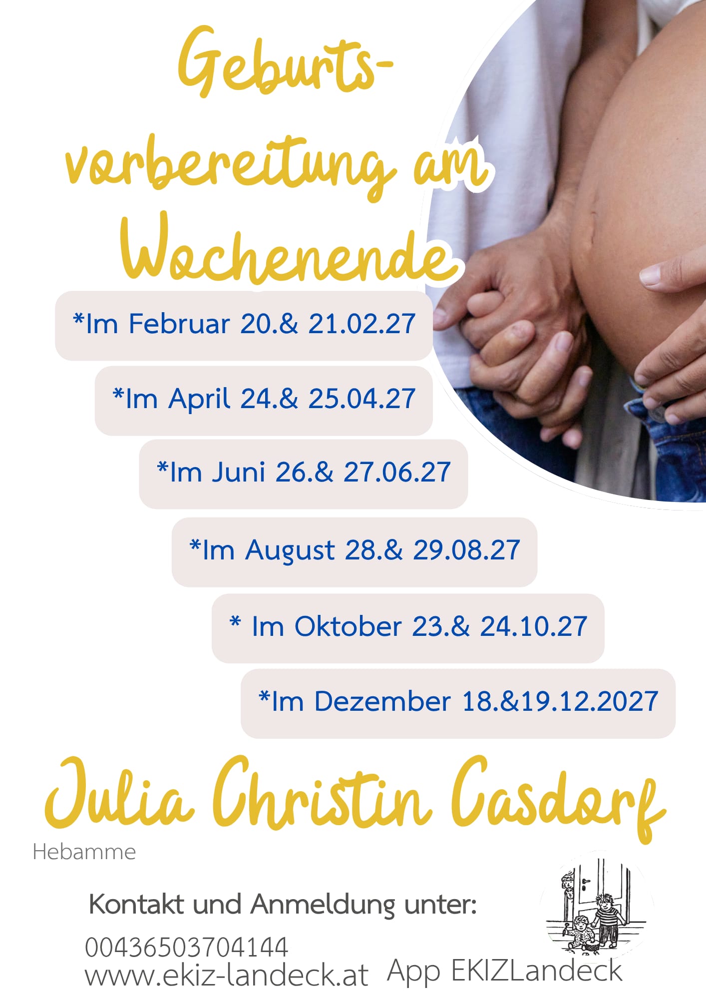 Geburtsvorbereitung am Wochenende im AUGUST 2027
